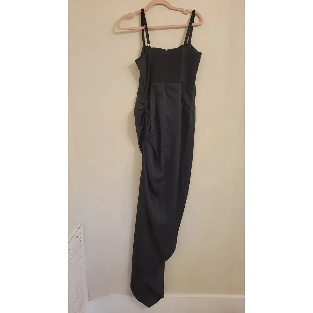 NWT J. Crew Collection Asymmetrical Ruched Dress In Stretch Satin 12 - Picture 5 of 7